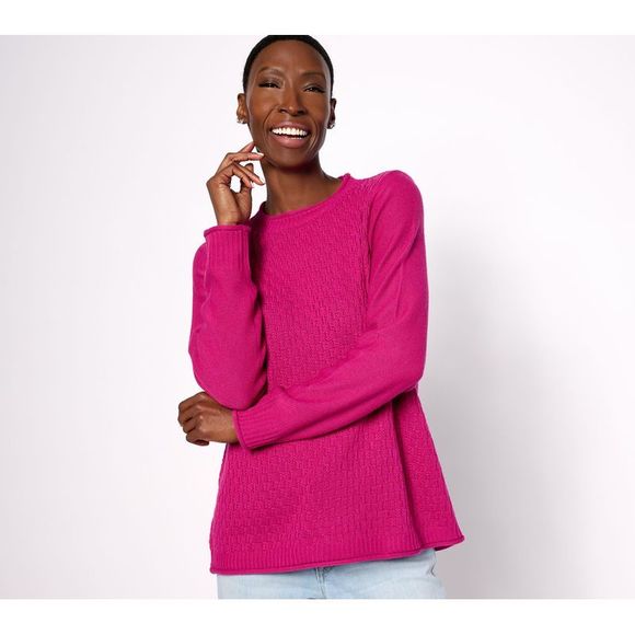 LOGO by Lori Goldstein Sweaters - LOGO by Lori Goldstein Women's Top Sweater Sz L CreNeck Long Sleeve Pink A625565